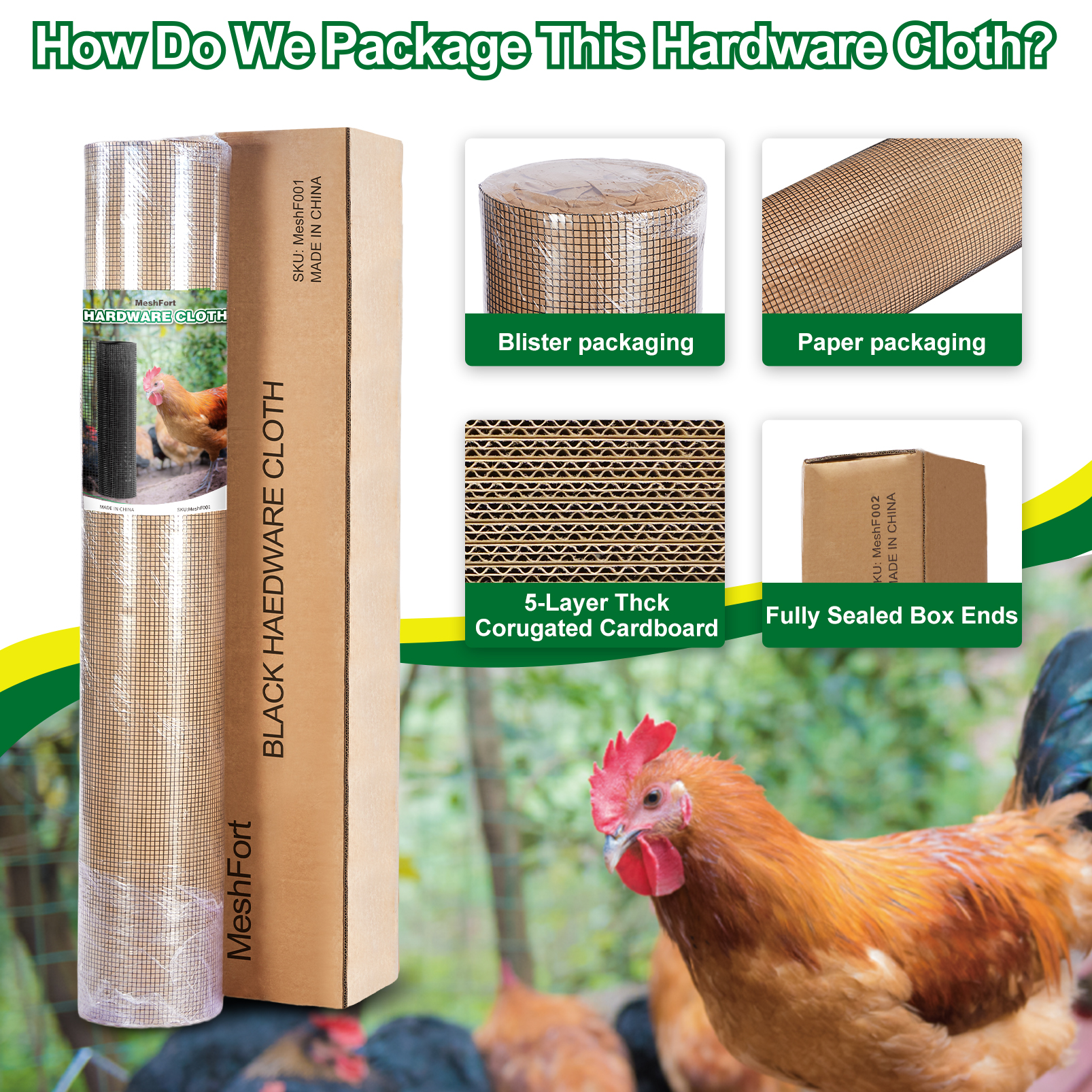 MeshFort Hardware Cloth Black 1/4 inch 48 x 100 ft