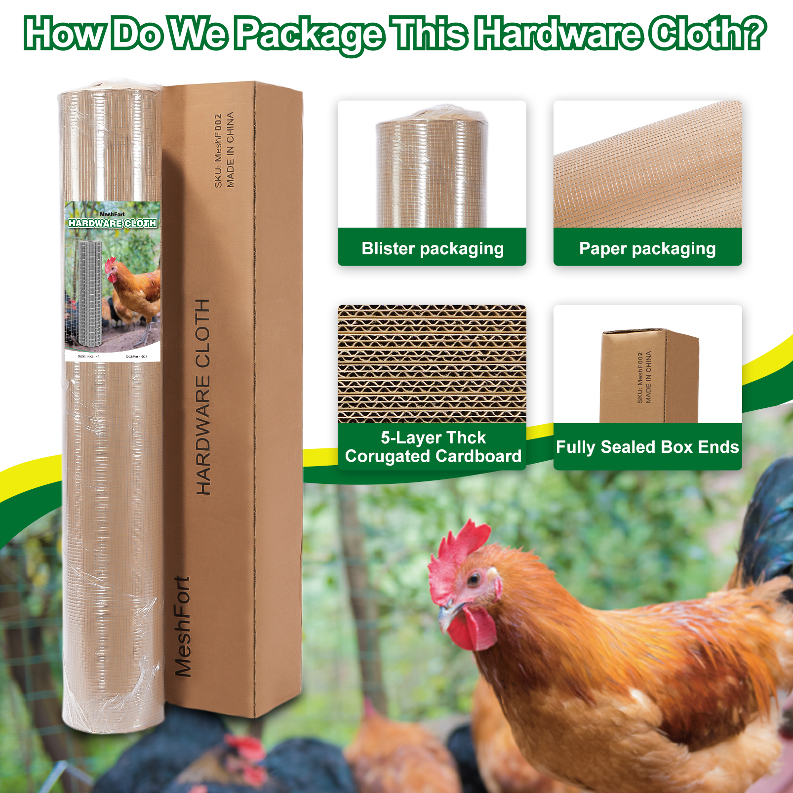 MeshFort Hardware Cloth 1/4 Inch 48 x 100 Ft 23-Ga